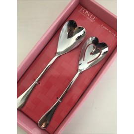 Towle New Towle 2 Piece Salad Serving Set Heart Love Wedding Premium Stainless Steel