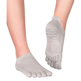 Knitido + Sora Non Slip Toe Socks for Pilates and Yoga, Medium Grey (15)