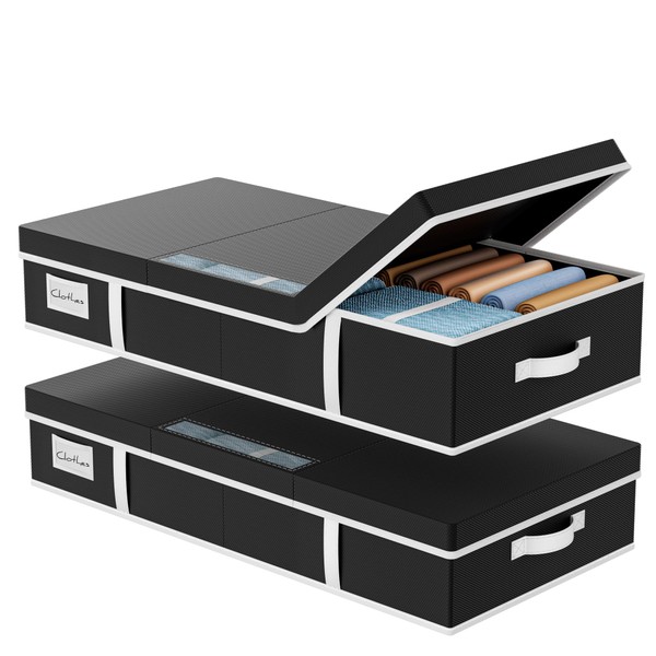 Yecaye Under bed Storage Containers with Lids, 2 Pack Large