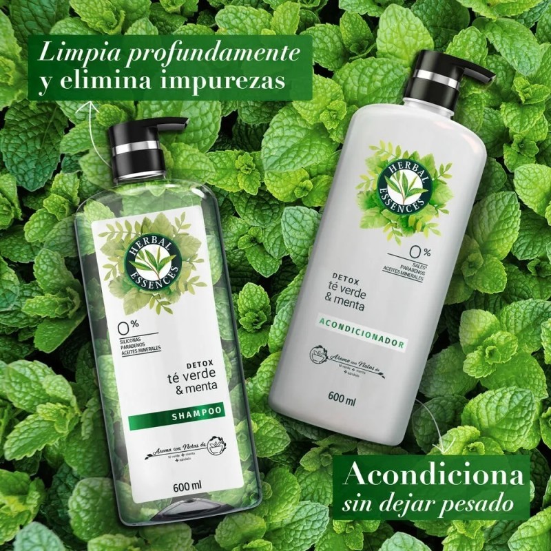 Kit Acondicionador Y Shampoo Té Verde y Menta 1200ml Herbal