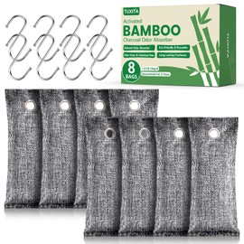 TUXIYA Activated Charcoal Odor Absorber, Odor Eliminator for Strong 0dor,Shoe Deodorizer,Bamboo Charcoal Air Purifying For in Car,Closet,Shoe, Basement (8 Pack 50g each)