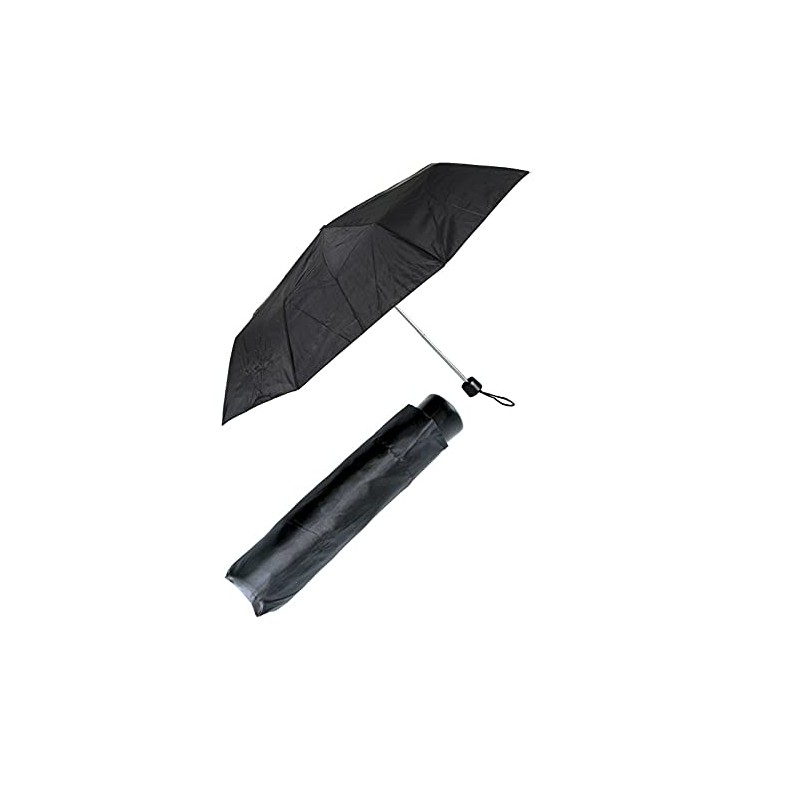 RAJAV Small Portable Compact Black Umbrella with Manual Folding Mechanism