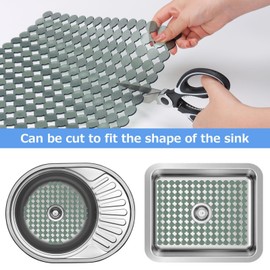 Goldmeet Sink Insert Can Be Cut to Size, Set of 2, Sink Mat with Scissors, PVC Mat Sink Against Scratches in the Sink, Ceramic Sink/Stainless Steel Sink Protection Mat, 30 x 40 cm (Green)