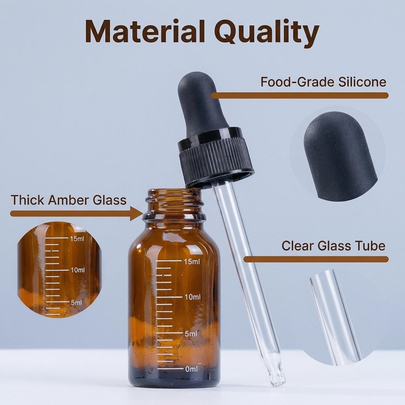 3 Pcs 15ml 0.5oz Empty Refillable Amber Glass Graduated Dropper