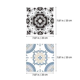 Aokesy 24 Piezas Papel Tapiz, Azulejos Adhesivos Vinilo Autoadhesivo De Pared, Decoración de Pared Impermeable, Floral Pegatinas Decorativas Para Casa, Gabinete de Cocina, Sala De Estar, Baño (Negro)