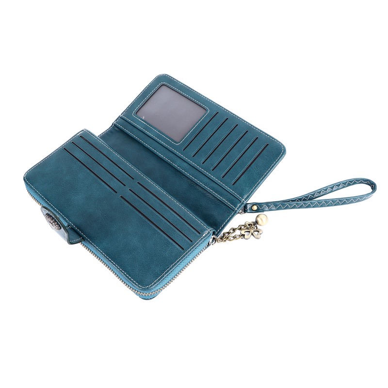 Women PU Leather Credit Card Holder Large Capacity Wallet Zipper