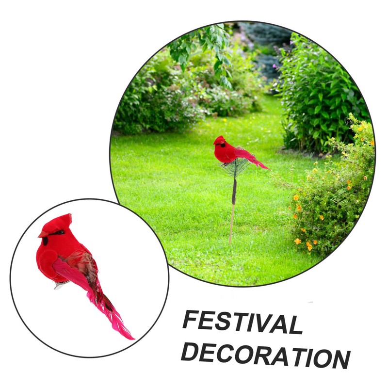 FUNOMOCYA Vibrant Red Birds Christmas Decor Artificial Bird Figurines Home