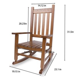 Hngilkoo Kids Rocking Chair for Toddler & Children Comfy Recliner Wooden Rocker for Baby Girls Outdoor Lounge Child for Age 6-10 Indoor Anti-Tip Design Safe & Sturdy Brown