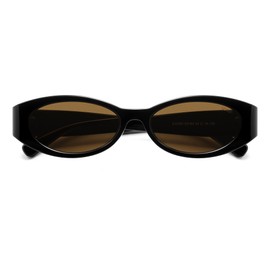 SOJOS Trendy Oval Polarized Sunglasses Womens Retro Narrow Chic Thin Y2k Sunnies SJ2364, Black/Brown