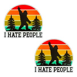 5" I Hate People Car Sticker Decal, Waterproof Vinyl Bigfoot Sticker, Sarcastic Sasquatch Decal, Funny Bumper Sticker for Adults, Fits Car, Helmet, Laptop, Water Bottle, Window, Truck, Skateboard