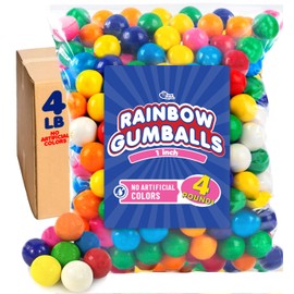 Bulk Rainbow Gumballs 1 Inch 4 lb, No Artificial Dyes Vending Candy Refills