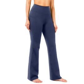 28"/30"/32"/34" Inseam Women's Bootcut Yoga Pants Long Bootleg High-Waisted Flare Pants with Pockets Blue-Flare-34-L