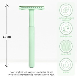 Bambaw Bambaw Metall Rasierer Plastikfrei Mint-grün | Metall Rasierer Nachhaltig mit 5 Rasierklingen Rasierhobel | Eco Rasierer Herren und Damen | Rasierhobel Damen und Herren | Safety Razor