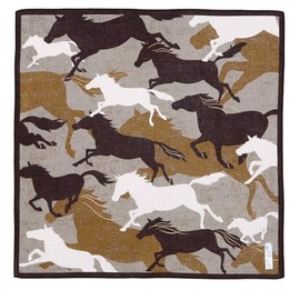 Yamamoto Hitoto Shoten Shofu Handkerchief, Horse Cha, 1540-A, Made in Japan, Japanese Pattern, Inbound Souvenir