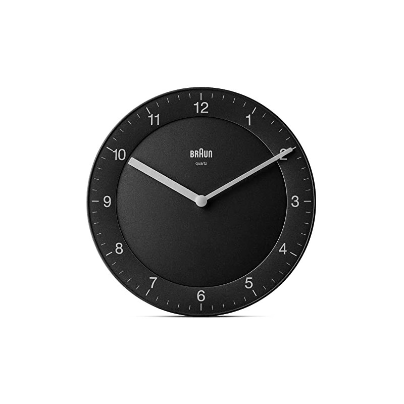 Braun BC06B Classic Analogue Quartz Wall Clock in Black/Quiet Precision