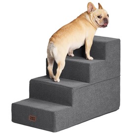 EHEYCIGA Dog Stairs for Bed 20" H, 4-Step Extra Wide Dog Steps for High Bed, Pet Steps for Small Dogs and Cats, Non-Slip Balanced Pet Ramp Indoor, Grey