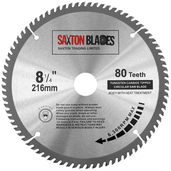 TCT21680T Saxton TCT Circular Wood Saw Blade 216mm x 30mm x bore x 80T for Bosch Makita Dewalt