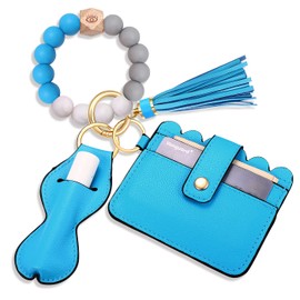 BVGA Pulsera de pulsera con llavero de silicona, para mujer, Azul oscuro, Talla única