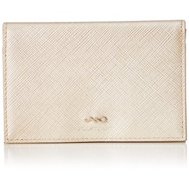 JILL STUART JSLW3AM1 Business Card Holder, Gloria, Cowhide, Saffiano Leather, Lurex, Card Case, Simple, Compact, Slim, Ladies, Fashionable, Adult Cute, Platinum