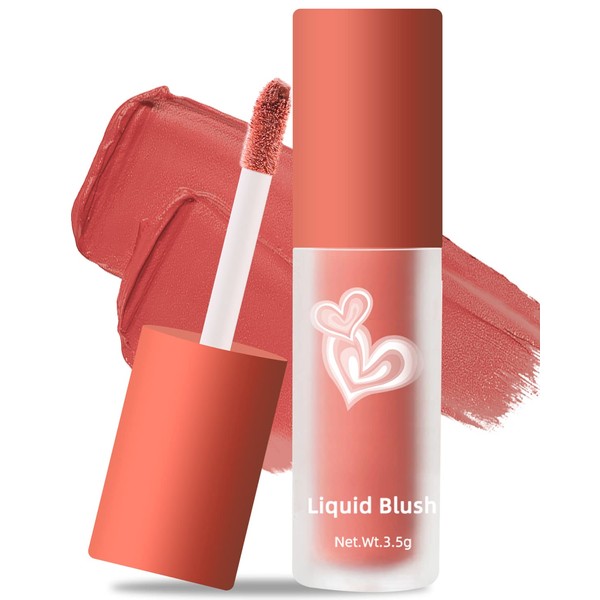 Matte Liquid Cream Blush Makeup Lightweight - Velvet Mousse Texture, Breathable Feel, Sheer Flush Of Color, Natural-Looking, Blush Stick for Cheek, Advanced Hazy Feeling(#01 Peach Blush)