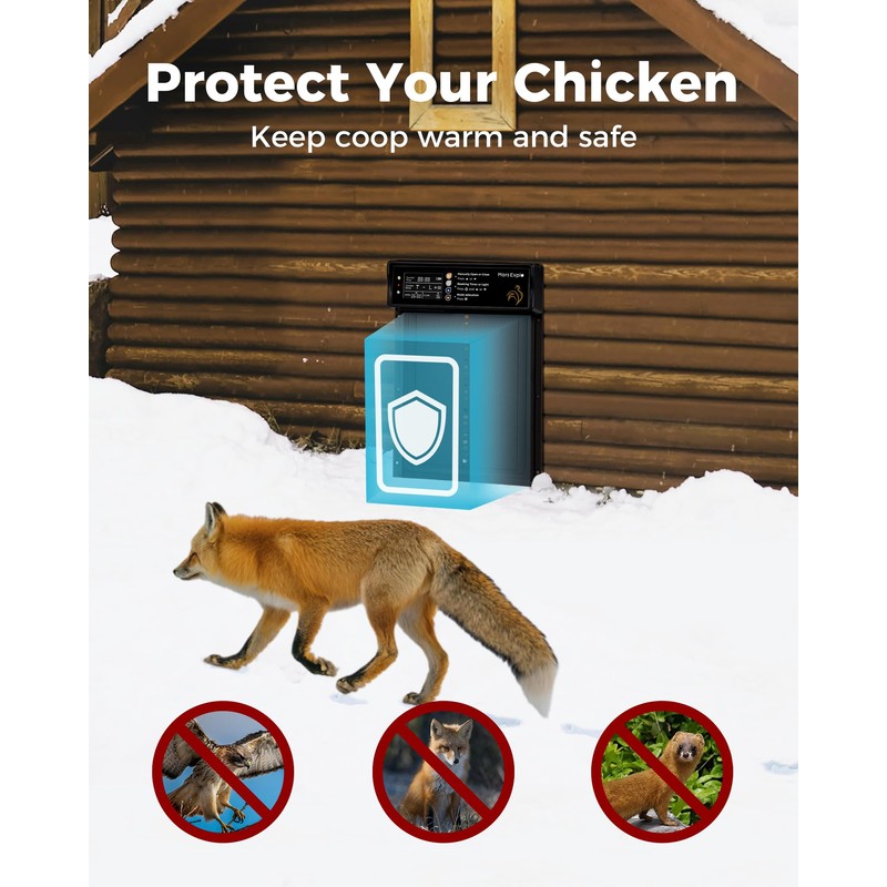 Mars Explo Solar Powered Automatic Chicken Coop Door, LCD Display,