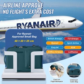 Cabin Bags 40x20x25 Underseat for Ryanair Carry On Travel Backpack Cabin Size Rucksack Hand Luggage Bag Backpack Casual Daypack School Bag Fit 14 Inch Laptop Peacock Blue