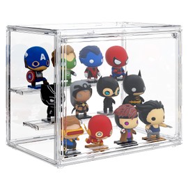Acrylic Display Case 3 Tiers Clear Figure Display Cases for Collectibles Stackable Storage Box with Magnetic Door Dustproof Showcase