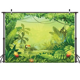 LYWYGG 8X6FT Vinyl Animation Jungle Photography Backdrops Photo Background Kids Photo Studio Props Backdrops Safari Newborn Photography Props Party Backdrop Safari Party Decorations Baby CP-35-0806