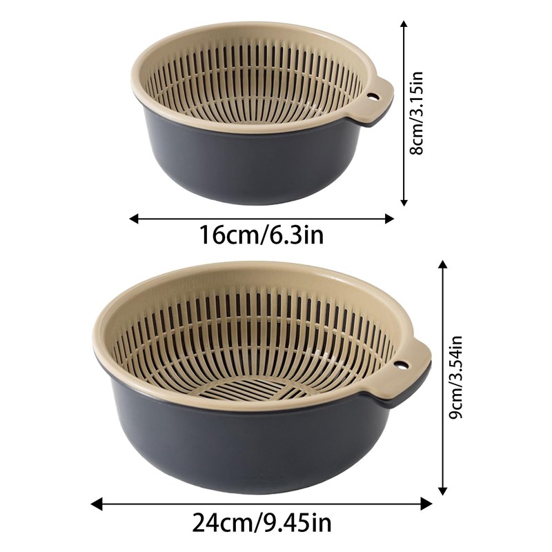 Colander Bowl Set | Fruit and Vegetable Washing Strainer Bowl