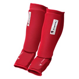 Ju-Sports - Instep Shin Pads, Red, Cotton, Pads for Many Martial Arts, Stretch & Washable Instep Guards & Shin Guards, Size XS