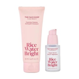 The Face Shop Rice Water Bright Routine Kit, Foaming Cleanser, Vegan Serum, Facial Cleansing Set for Oily Dry Skin Skincare Skin Repair