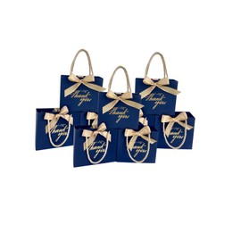 TKSBAG Small Gift Bags, 20 Pack Small Thank You Gift Bags With Handles-5.5''x 2.5''x4.7'' Navy Blue Mini Gift Paper Bags Bulk for Baby Shower, Birthday, Wedding, Father's Day