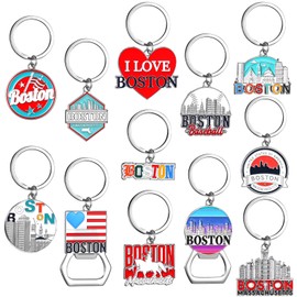 Landical 12 Pcs Boston Souvenirs Gifts, Alloy Boston Keychain Bulk with Bottle Opener Massachusetts Travel Gifts Souvenirs