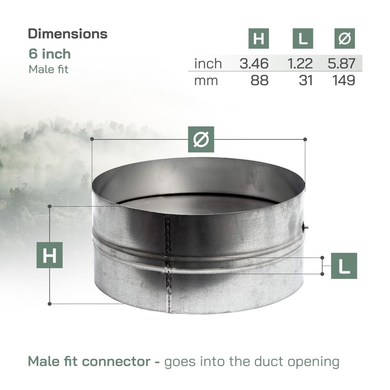 Vent Systems 6" Inch Backdraft Damper – Galvanized Steel Inline