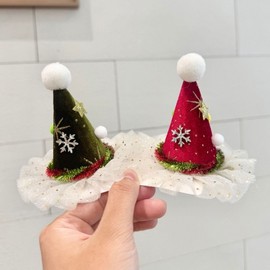New Christmas Velvet Hairpin Hat & Hair Clip - Cute Accessory Free Size/NO.1 10ea