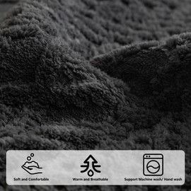 MDSASFD Geometric Jacquard Plush Warm Sofa Couch Cover, Soft Funny Fuzzy Couch Covers, Non Slip Sectional Sofa Slipcover, Cozy Washable Furniture Protector for Kids, Pets (Dark Grey, 28"x 28")