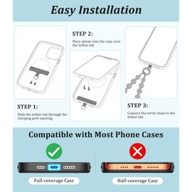 Vihibii Phone Charm Pearl Beaded with 2* Tether Tab, Hands-Free Stylish Cell Phone Wrist Strap, Detachable Anti-Drop Phone Lanyard for Women Girls, Anti Theft Fashion Phone Chain Wristlet, Light Green