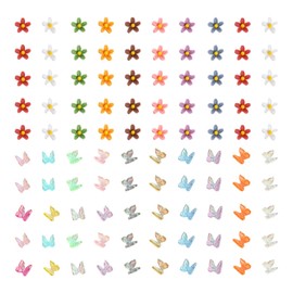 UBSIUH 50 Flower Jewelry And 50 Butterfly Jewelry, Nail Decorations, Diy Nail Art, Mini Resin Decorations.