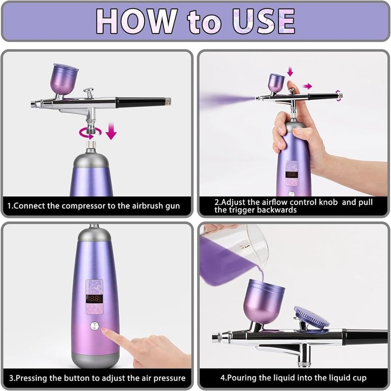 Dpaaoyer Airbrush Kit for Nails 32PSI Air Brush Kit with