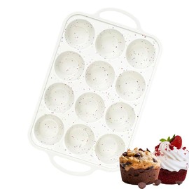 DeamEybi Silicone Muffin Pans for Baking,12 Cups Nonstick Cupcake Pan with Metal Reinforced Frame,Muffin Tray with Handles for Muffins,Cupcakes