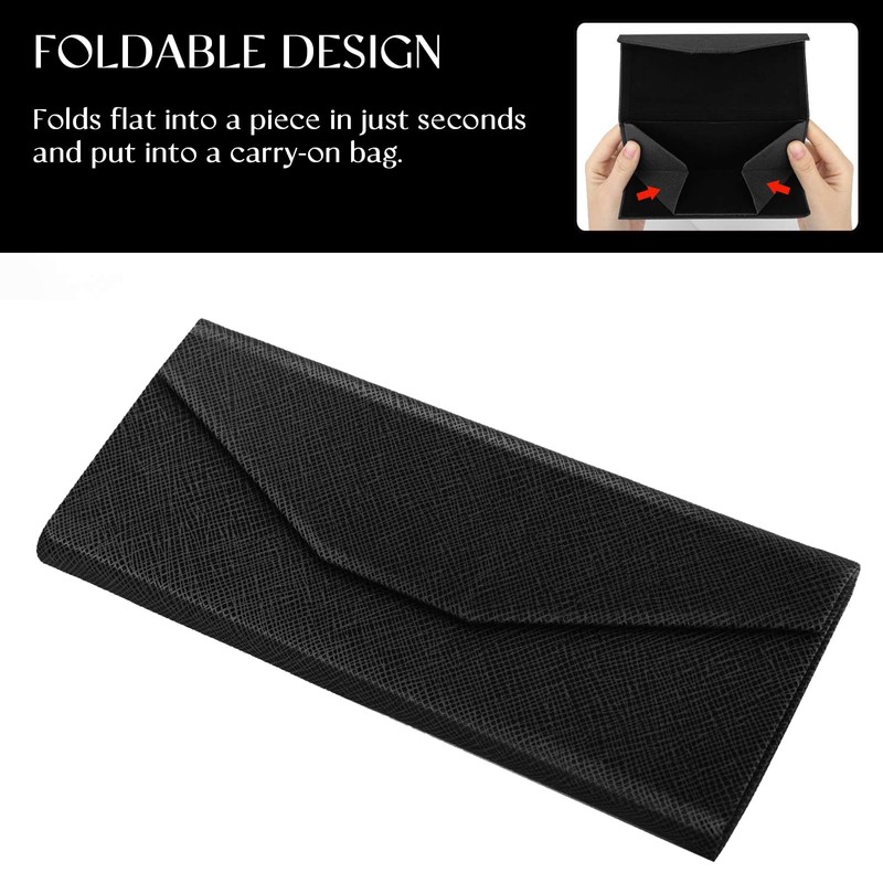 SOHUPAC Foldable Glasses Case With Clean Cloth, PU Portable Sunglasses