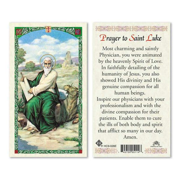 Saint St. Luke Laminated Prayer Cards - Pack of 25-
