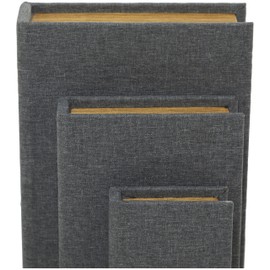 Deco 79 Linen Fabric Decorative Box Faux Storage Book Book Shaped Boxes, Set of 3 Decorative Keepsake Boxes 12", 9", 6"H, Light Gray