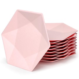 PARTY GO Pink Paper Plates, Heavy Duty Bagasse Disposable Plates Eco Friendly Composatble Biodegradable 10 inch Party Plates for Everyday Use Birthday Party Picnic, 16pcs