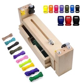 GSDGV Bracelet Maker Making Kit, Adjustable Jig Bracelet Maker, Wood Wristband Maker with 10 Paracord and 10 Clips for DIY Craft Hand Bracelet Braiding