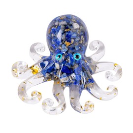 RJINGSHI Natural Crystal Lapis Lazuli Gravel Octopus Resin Marine Animals Fish Tank Decorative Ornaments Statue Healing Crystal Home Decor Ladies Gift 3.93"