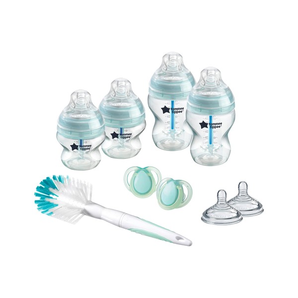 Tommee Tippee Anti-Colic Baby Bottles Starter Set, Naturally Shaped Teat and Special Anti-Colic Ventilation System, Various Sizes, Clear (Colour and Design May Vary)