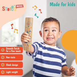 Stoie's Wooden Rain Stick instrument - Support Music Exploration, Coordination and Rhythm Rain stick Baby Toy - Soothing Sound for Sensory Play -Rainstick instrument for kids, 1 pc pack