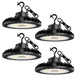 UFO LED High Bay Light 100W 4 Pack, 5000K 14,000LM, 0-10V Dimmable, US Plug 5ft Cable, Shop Industrial Warehouse Workshop Factory Gym Barn Garage Area Light Lighting Fixture