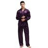 Tony & Candice Men's Classic Satin Pajama Set Sleepwear (Purple
